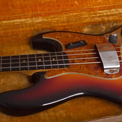 Fender Jazz Bass Solid Body Electric Bass Guitar (1960), ser. #54837, original brown tolex hard shell case. image 20