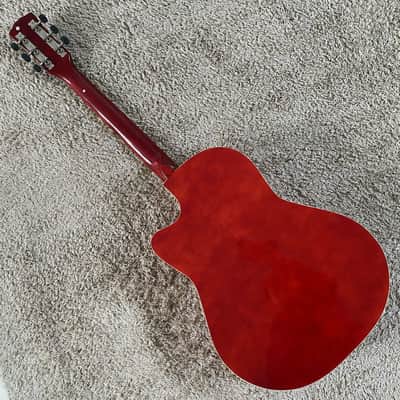 Red Burst Acoustic Guitar, Plywood Top Body, Mahogany Neck image 9