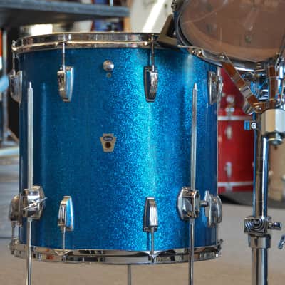 USED Ludwig 4pc Drum Kit - Transition Badge, "Blue Sparkle" image 2