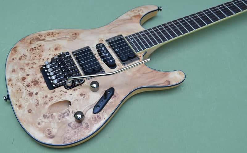 Ibanez S-Series S770PB Poplar Burl Natural Flat Guitar with Wizard