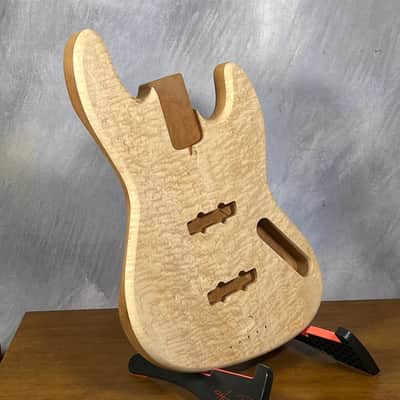 High End Offset Bass Body NOS Blistery Quilted Maple Top, solid one piece Mahogany Back - Unfinished - Front Routed - Luthier Supply R42 image 2