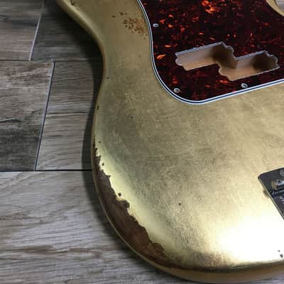 Made to Order - FRANCHIN Jupiter bass body Relic Aged METALLIC LEAF (Gold/Silver/Copper) Basswood Poplar Precision-Bass Style Made in Italy image 6
