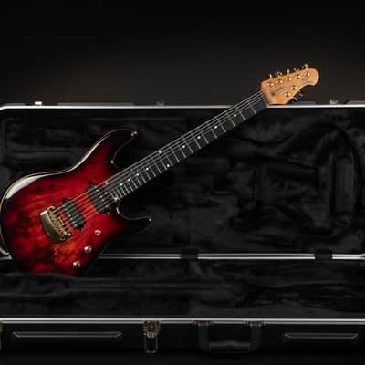 2021 Ernie Ball Music Man Jason Richardson Signature Cutlass 7 - Rorschach Red | USA 7-String JR7 Buckeye Burl Top Birdseye Maple Neck Tremolo Stainless Steel Frets 3.6kg | OHSC image 2