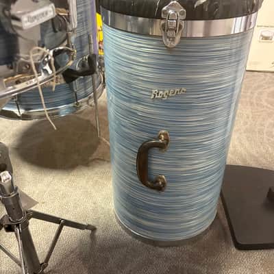 Rogers Cleveland Era Holiday 4-Piece Drum Set w/Matching Canister Throne -  Sky Blue Ripple Pearl (Early 1960's) image 3