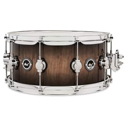 DW 6.5x14 DWe Candy Black Burst over Curly Maple Exotic Snare Drum image 1