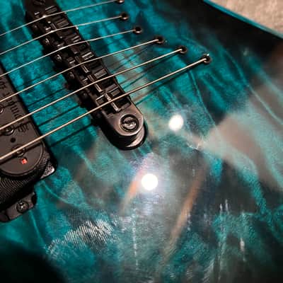 ESP USA V-II Limited Edition Quilted Black Aqua Sunburst - 2022 image 2