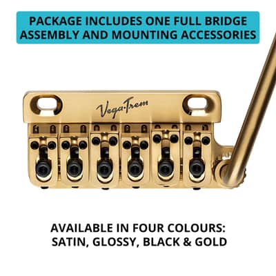 Vega-Trem VT1 Ultra-Trem 2-Points Gold Stratocaster Guitar Tremolo Bridge For Strat No Mods Easy Installation (Gold, Right) image 2