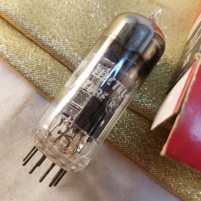 RCA 12BH7A tNOS AT1000 TESTED Vacuum Tube early half wing black plate 12BH7 dual triode 1953-1954 image 6