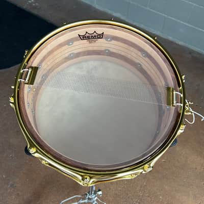 Doc Sweeney Drums "Rings" Stave Segmented Caribbean Rosewood & Curly Maple 6.5x14" Snare Drum with Brass Hardware image 6