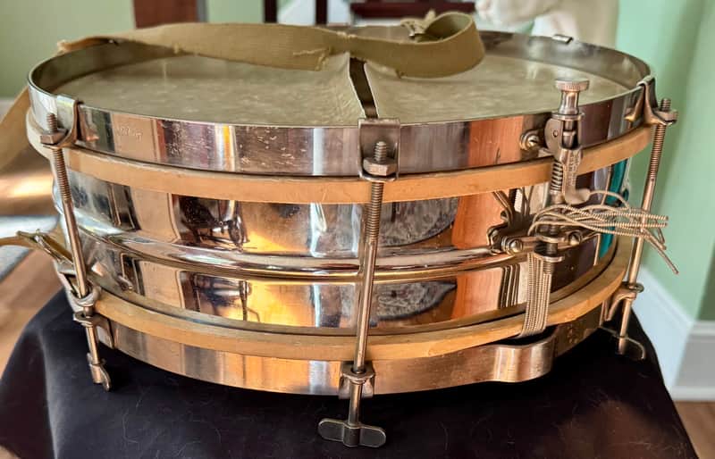 Vintage Ludwig Junior Orchestral Brass 3.5 x 13" Snare Drum Vintage 20's image 1