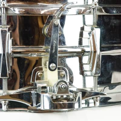 Early Pre Serial 60's Ludwig Keystone 14 x 5" Super Sensitive COB Chrome over Brass Snare Drum image 3