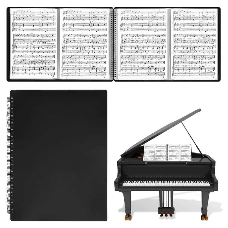 Sheet Music Folder 4 Pages Expand Piano Sheet Music Binder 30 Sleeves 60 Pages A4 Size Black Double Side Writable Choir Folder For Marching Band Piano Fits Letter Size (8.5X11In/216Mmx279Mm) image 1