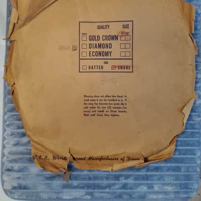 WOW! 1920 1930 1940s * 15" CALFSKIN DRUMHEAD N.O.S. SNARE BOTTOM * Factory labeled "SPECIAL" SELECTION & GOLD CROWN! Highest possible QUALITY! *New Old Stock* in ORIGINAL PACKAGING* Never been on a drum! Calf Skin Head image 2