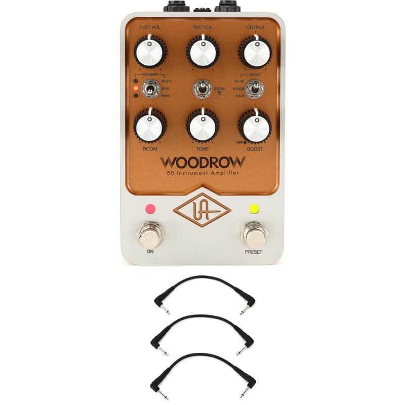 Universal Audio Woodrow '55 Instrument Amplifier Pedal with 3 Patch Cables image 1