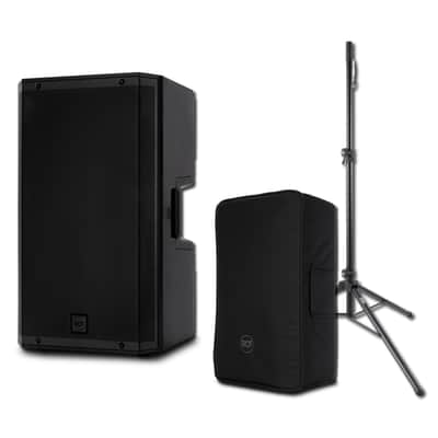 RCF ART 915-A 2100W 15-Inch Two-Way Powered PA Loudspeaker Single-Speaker Mobile PA System with ART-COVER-915 Padded Protective Cover and On-Stage SS7730B Tripod Speaker Stand image 1