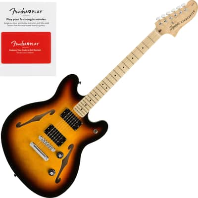 Squier Affinity Series Starcaster Semi-Hollow Electric Guitar, Maple Fingerboard, 3-Color Sunburst w/ Fender Play Card image 1