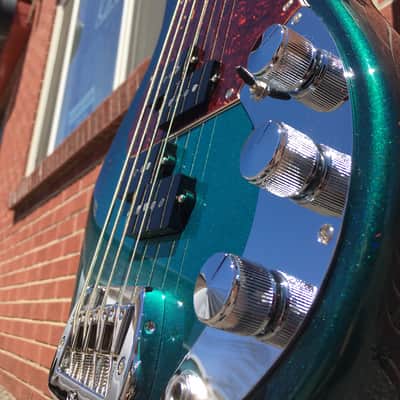 2020 G&L USA Custom Shop Matador Turqoise Burst Flame Neck 4-String Bass w/Case image 8