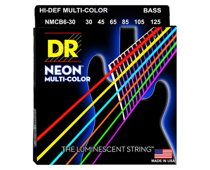 DR NMCB6-30 Hi-Def Coated Neon 6-String Bass Strings - Medium Light (30-125) image 1