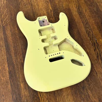 Yellow Strat Body Replacement Part for Stratocaster Banana Cream Milk White Moon White Import Bridge Spacing Used St Full Thickness image 2