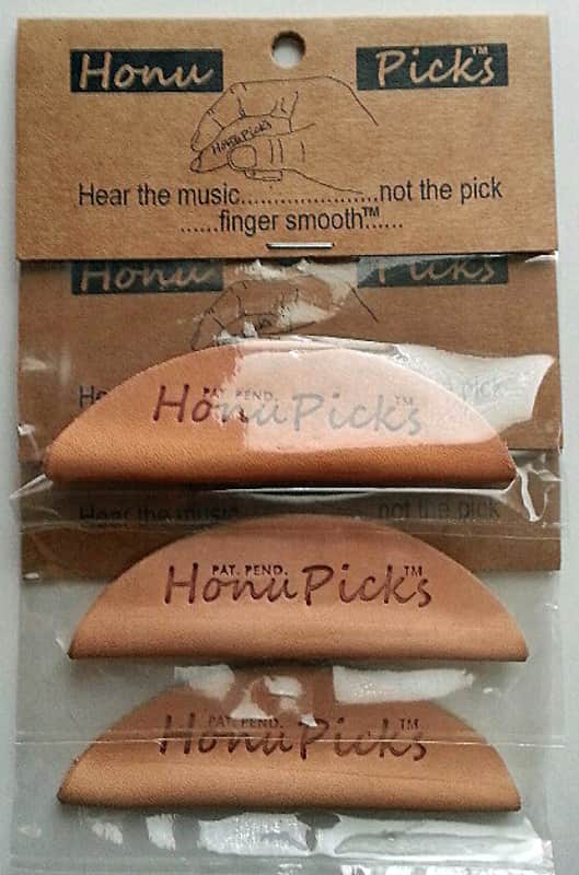Ukulele Pick (3-Pack) Guitar Pick - Ergonomic Leather Uke Pick by HonuPicks image 1