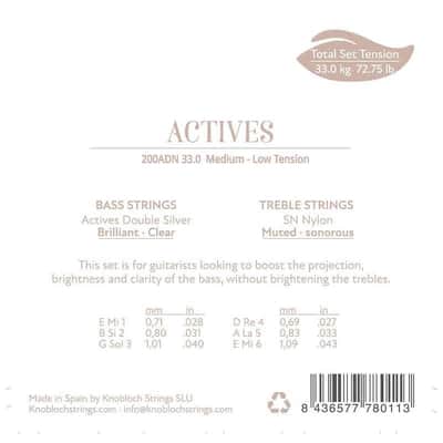 Strings for Classical Guitar Knobloch Actives 200ADN Medium Low Tension Double SN image 2
