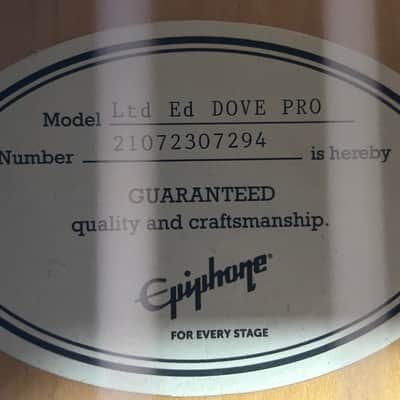 Epiphone LTD ED Dove Pro White Acoustic/Electric Guitar image 21