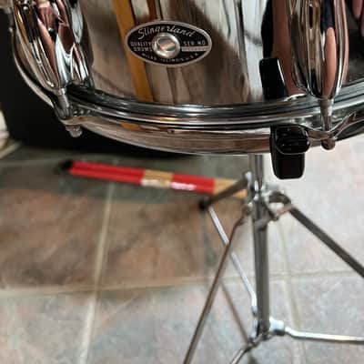 Slingerland   5 1/2x14" 8-Lug Chrome Over Steel Snare Drum, stand & extras case image 13