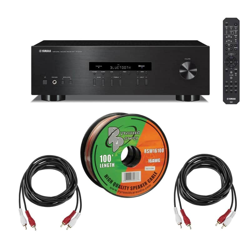 Yamaha R-S202 Stereo Receiver with Bluetooth, Bundle with Speaker Wire and RCA Cables image 1