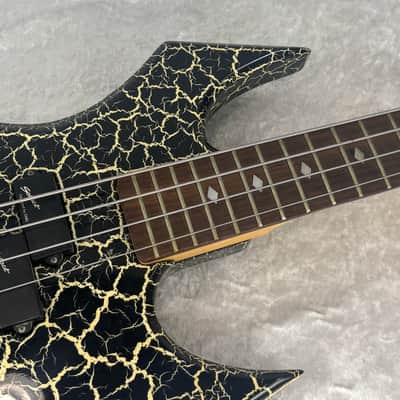 Late 1980's B.C. BC Rich NJ Series Warlock bass guitar in white crackle finish image 14