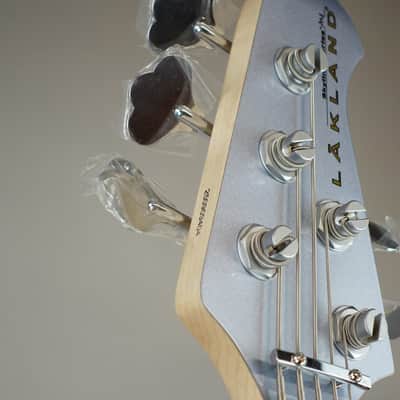 Lakland 55-02 Deluxe Bass Guitar - Ice Blue Metallic with Maple Fingerboard image 4