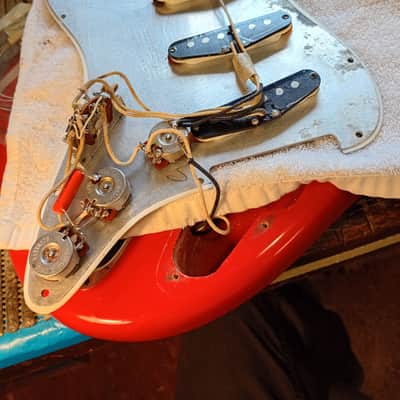 Fender Stratocaster AVRI '62, 1982 Fullerton, Fiesta Red, V-Neck, All Original image 13