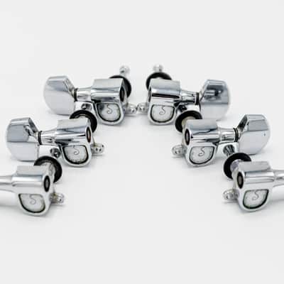 1970s Schaller Vintage Tuning Machine Set 3x3 Tuners, Chrome w/ Bushings, Washers image 1