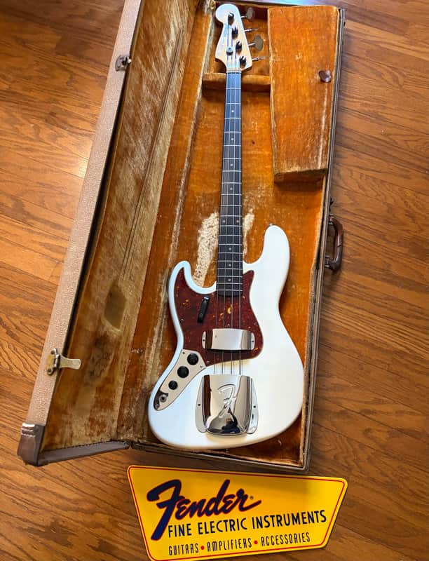 1961 Fender Jazz Bass Left-Handed Olympic White Nitro Refinish w/ Original Pickups & Case image 1