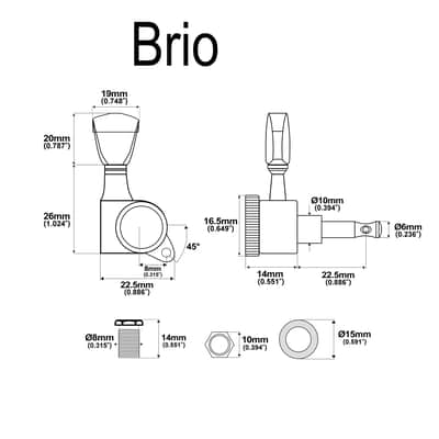 Brio 3x3 Locking Tuners 18:1 Ratio • Full Sealed Locking Machine Heads - Gold image 5