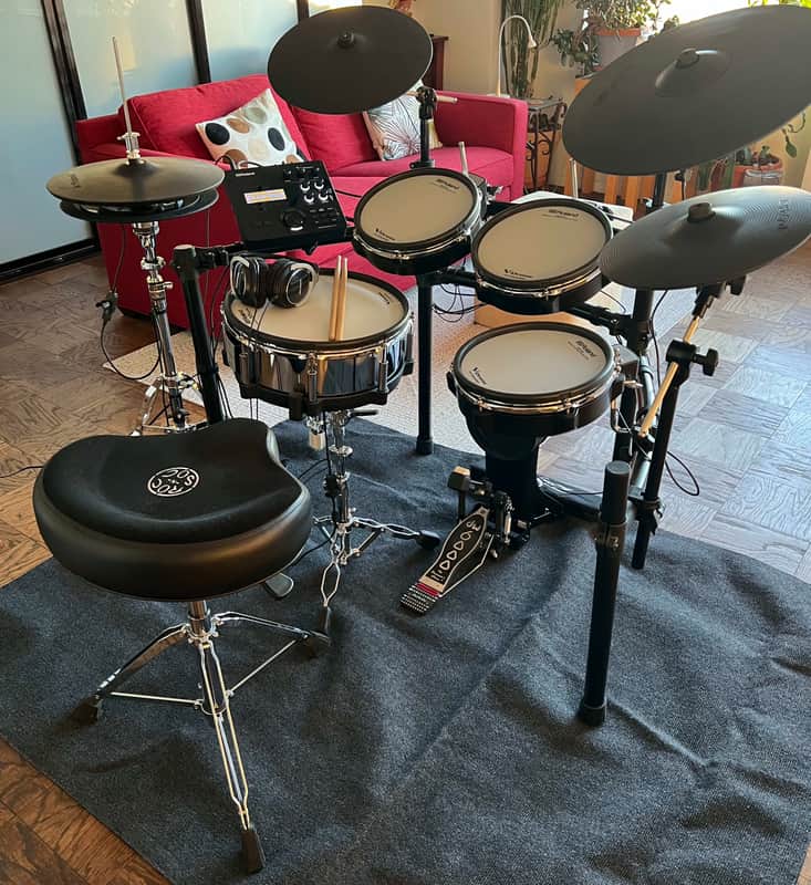 5-piece Electronic Drum Set with 14" Snare, 5" Kick Tower, 3 x 10" Toms, 18" Ride Cymbal, 14" Crash Cymbal, 12" Crash Cymbal, 14" Hi-Hats, and Gen 2 TD-27 Sound Module image 1