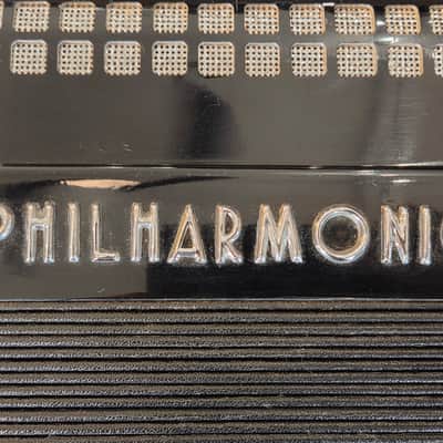 Vintage 1960s Philharmonic Piano Acoustic-Electric Accordion Black w/ OHSC & New Strap image 17