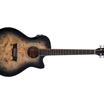 Washburn DFBACEB Auditorium Cutaway Electric  Deep Forest Burl Black Fade image 4