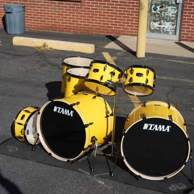 Tama Imperialstar 7-piece Shell Pack w/ Snare Drum & Tom Stand - Electric Yellow with Black Nickel Hardware image 4