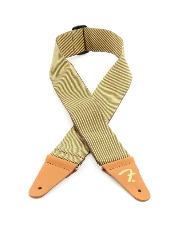 New Authentic Fender 2" Vintage Tweed Guitar Strap w/ Leather Ends - Free Picks image 1