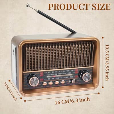 Classic Retro Bluetooth Radio Speaker – AM/FM Vintage-Style Portable Speaker with USB, TF Card & Flashlight image 3