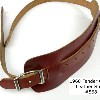 1960 Fender Red/Brown Leather Guitar Strap/Anchor Stamped Buckle Original Vintage Strap image 2