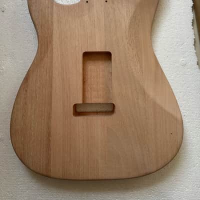 Mahogany Strat Style Guitar Body, HSH Route, Unfinished with Black Edge image 3