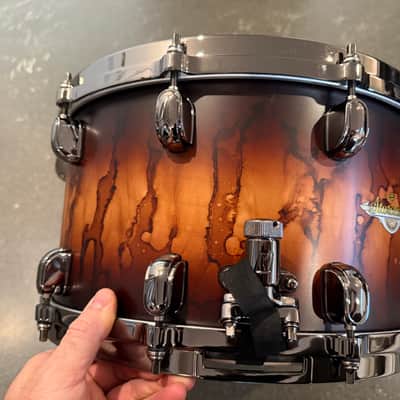Tama Starclassic Maple 14x8" Snare Drum 2015 - Present - Molten Satin Brown Burst with Smoked Black Nickel Hardware image 5