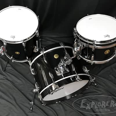 Gretsch USA Custom Round Badge 3 Piece Maple/Gum Shell Pack in Piano Black - 18,12,14 image 3