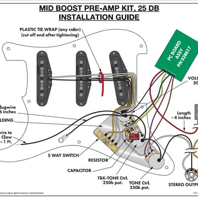 Genuine Fender Active Pre-amp 25dB Mid Boost upgrade Kit 005-7577-000 image 2