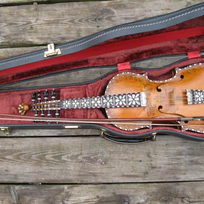 Hardanger Fiddle violin, Hardingfele + Albert Nurnberger Bow  1918 amber image 15