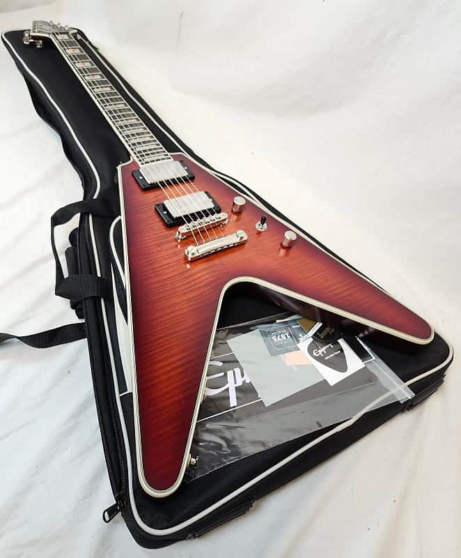 Epiphone Flying V Prophecy Aged Bengal Tiger Burst, Electric Guitar with Premium Gig Bag image 1