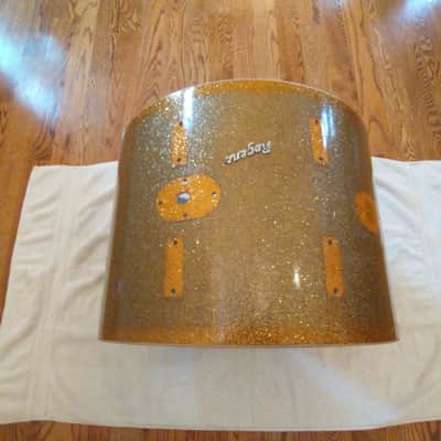 Rogers Vintage holiday series 20 x 14 bass drum shell, gold sparkle Cleveland tag! image 6