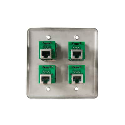 4 OSP Q-4-4E Quad Wall Plate w/ 4 Tactical Ethernet RJ45 Pass-through Connectors image 3