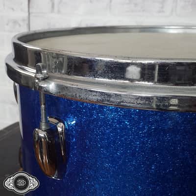 Slingerland early 1960s 3 ply bop toms 12" rack tom 14" floor tom Blue Sparkle image 14
